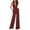 Wine, variant on Women Sexy Halterneck Jumpsuit Solid Color, Short Sleeve, Party Beach Outfit, with Pockets