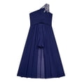 thumbnail image 4 of Zaldita Kids Flower Girl Chiffon Dress One Shoulder Shiny Beaded Long Romper Dress Navy Blue 14, 4 of 7