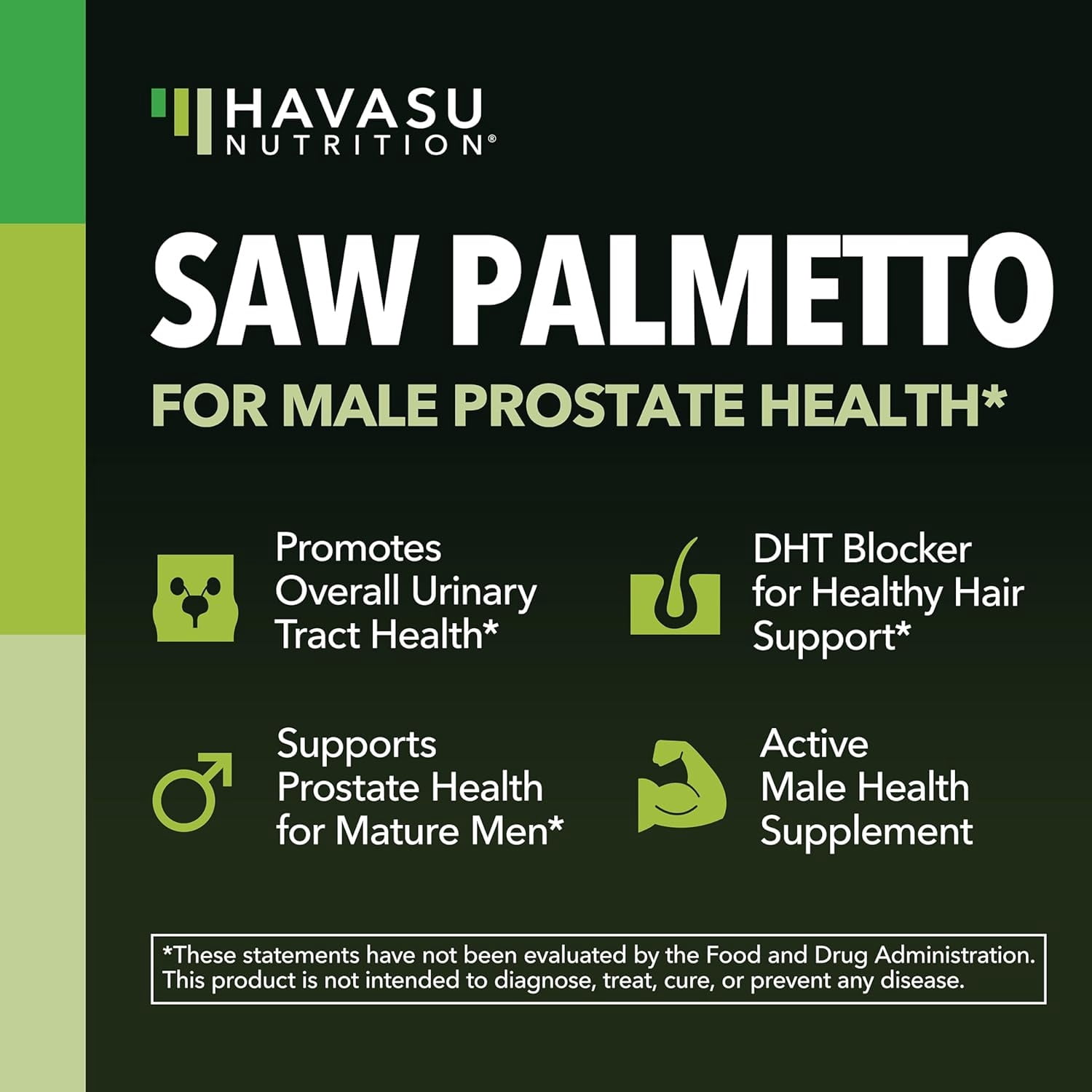 Havasu Nutrition Saw Palmetto Once Daily Capsules for Men, Hair & Prostate Health Support, 200 Count