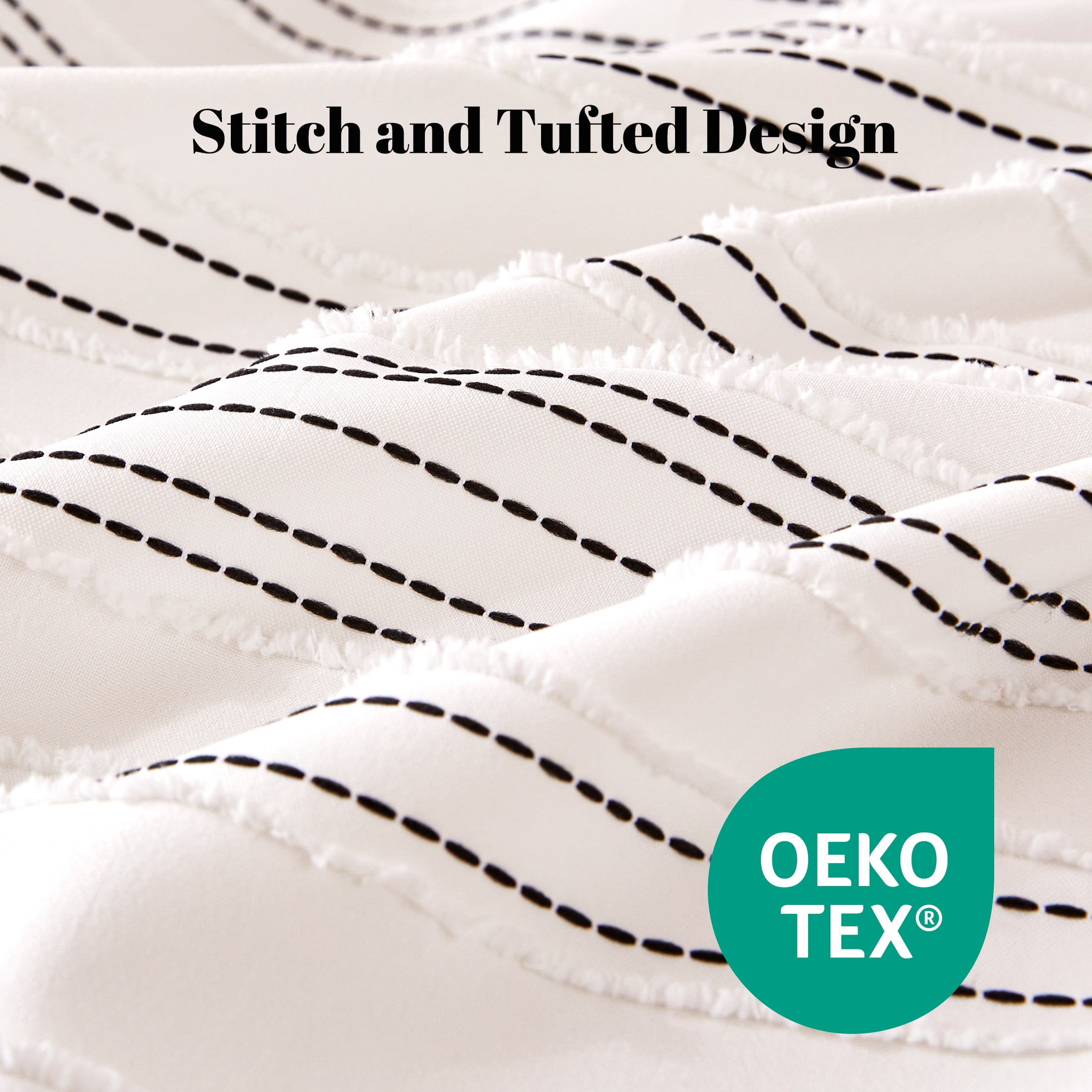 Sonive Geometrical Duvet Cover Set Black Striped, 3 Pieces Modern Pattern with Pillow Sham, Full