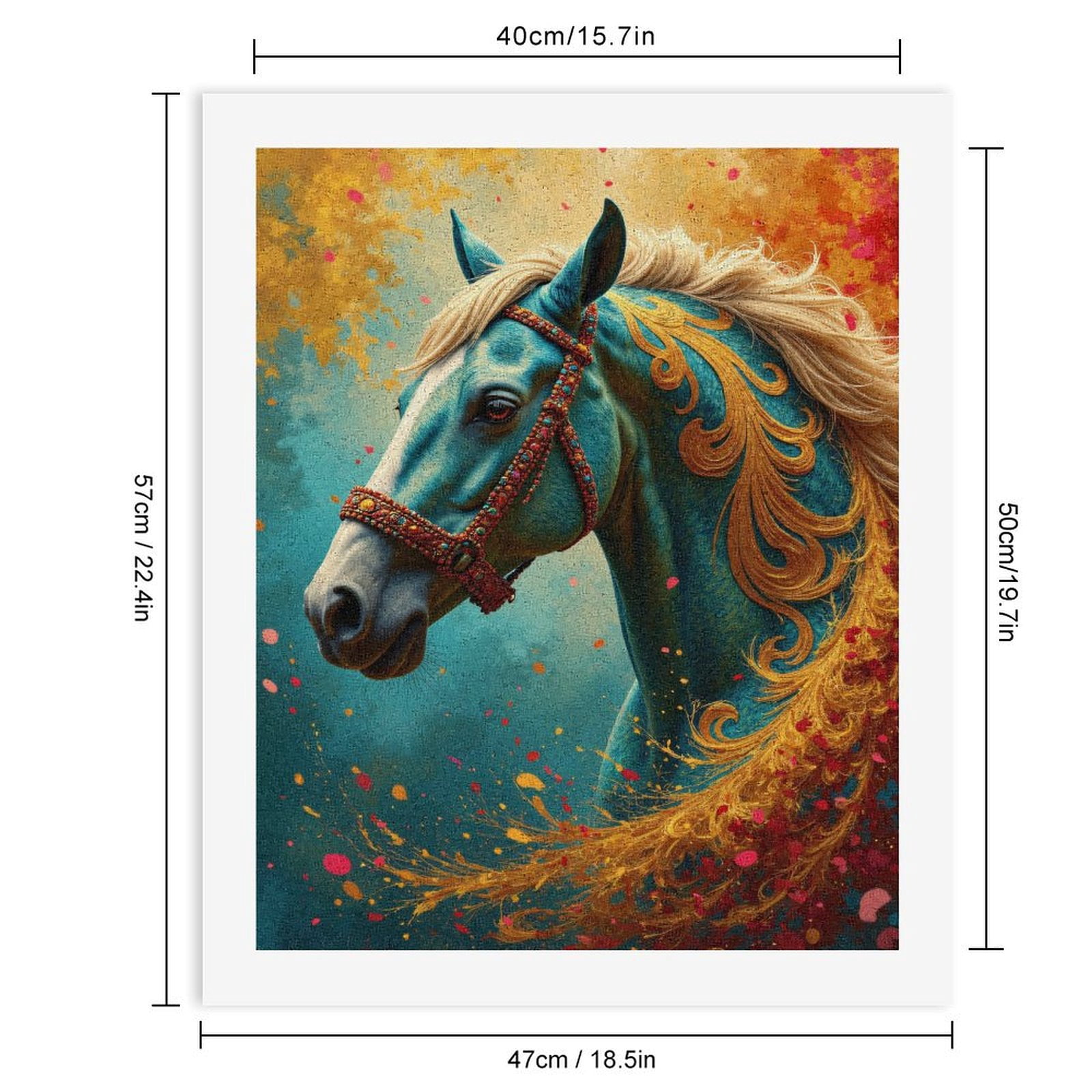 Paint By Numbers Kit for Adults Beginner - DIY Blue Horse Fantasy Art Burst Canvas Painting Kits for Adults, Frameless Paint By Number for Adults for Home Wall Decor 16x20 Inch