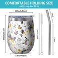 thumbnail image 5 of 12oz Stemless Wine Tumblers White Butterfly Yellow Purple Flower Pattern Vacuum Insulated Stainless Steel Travel Tumbler Cups Mug with Lid and Straw for Champaign,Cocktail,Beer with Cleaning Brush, 5 of 5