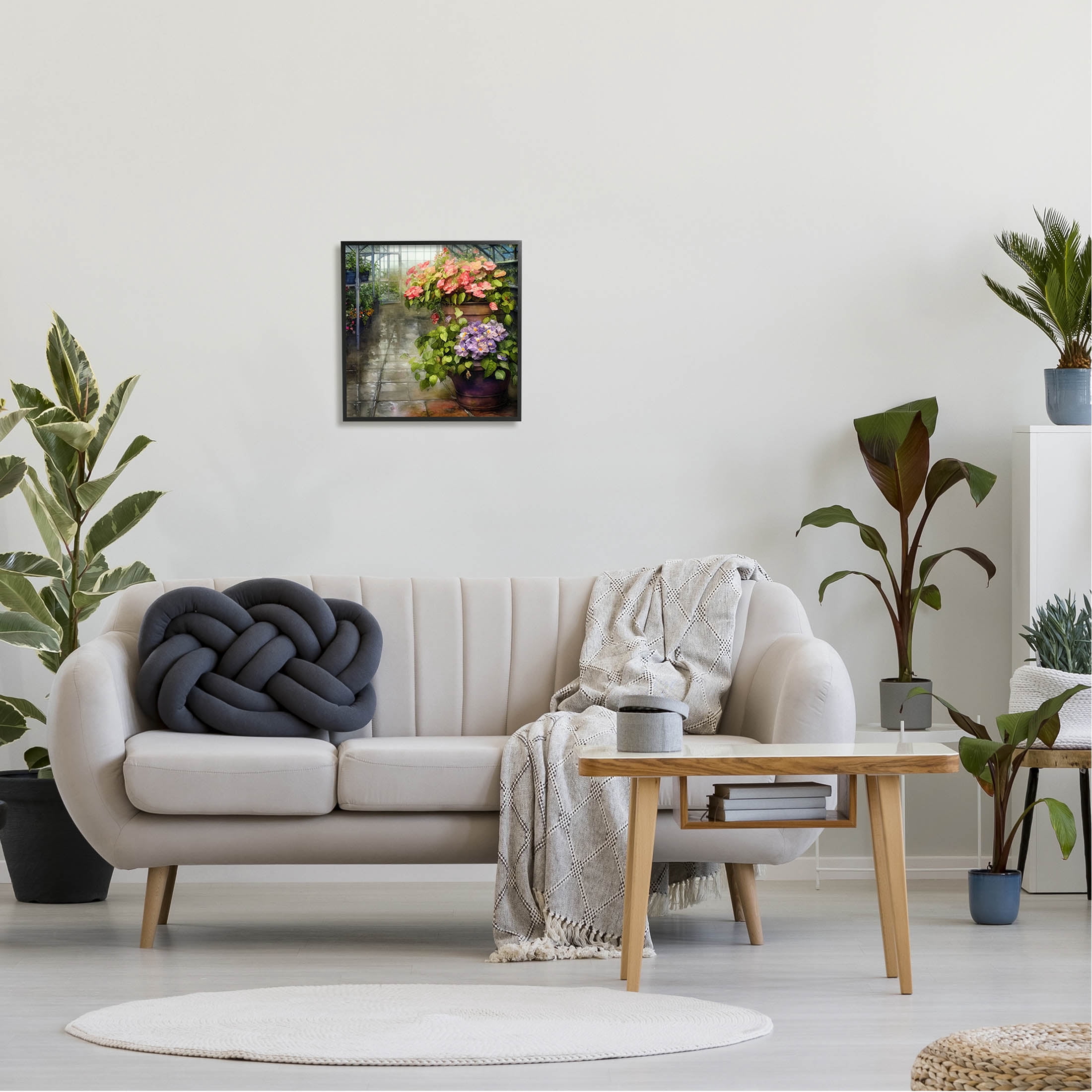 Spring Blossoms Greenhouse Garden Botanical & Floral Painting Black Framed Art Print Wall Art
