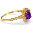 thumbnail image 2 of Divine Creation 925 Sterling Silver 2.00 Ct Cushion Cut Purple Amethyst Wedding Engagement Halo Ring 14K Yellow Gold Plated For Women's -7, 2 of 3