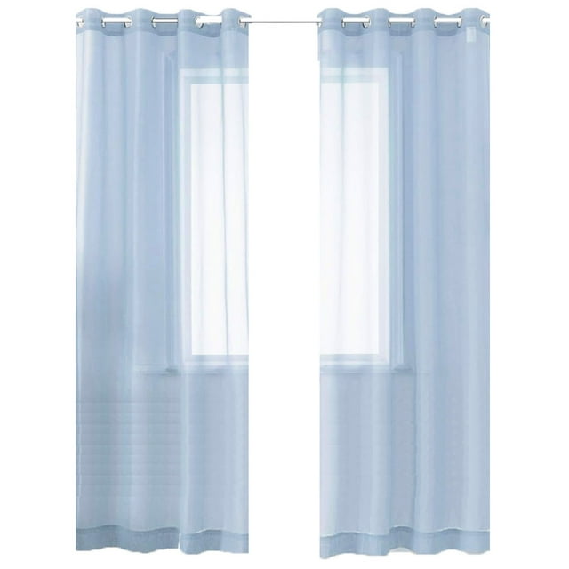 Cortinas Translúcidas 2 Paneles 140x220 cm Color Azul | Luz Natural y Estilo Moderno Kyuden Home KYUDEN HOME Broderie