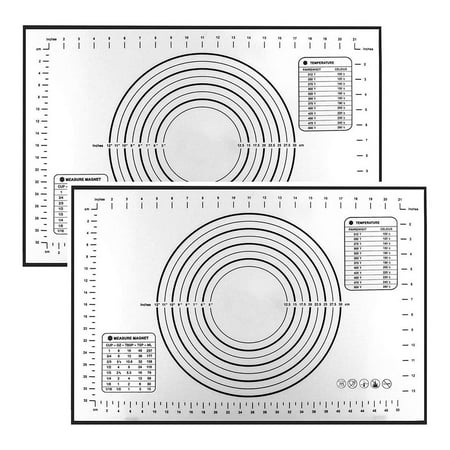 

Suzant 2 Pcs Silicone Pastry Mat Non-Slip Tape Measuring Fondant Mat Countertop Mat Dough Rolling Mat Oven Lining Pie Crust Mat
