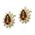 thumbnail image 2 of Finest Gold Cheryl M Sterling Silver Gold-Plated Brilliant-cut Brown & White Pear Shape CZ Post Earrings, 2 of 2