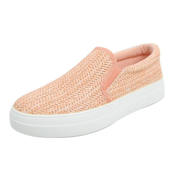 Soda Women's Raffia Elastic Side White Rubber Soles Loafer Shoes Color: Pink, Size: 7