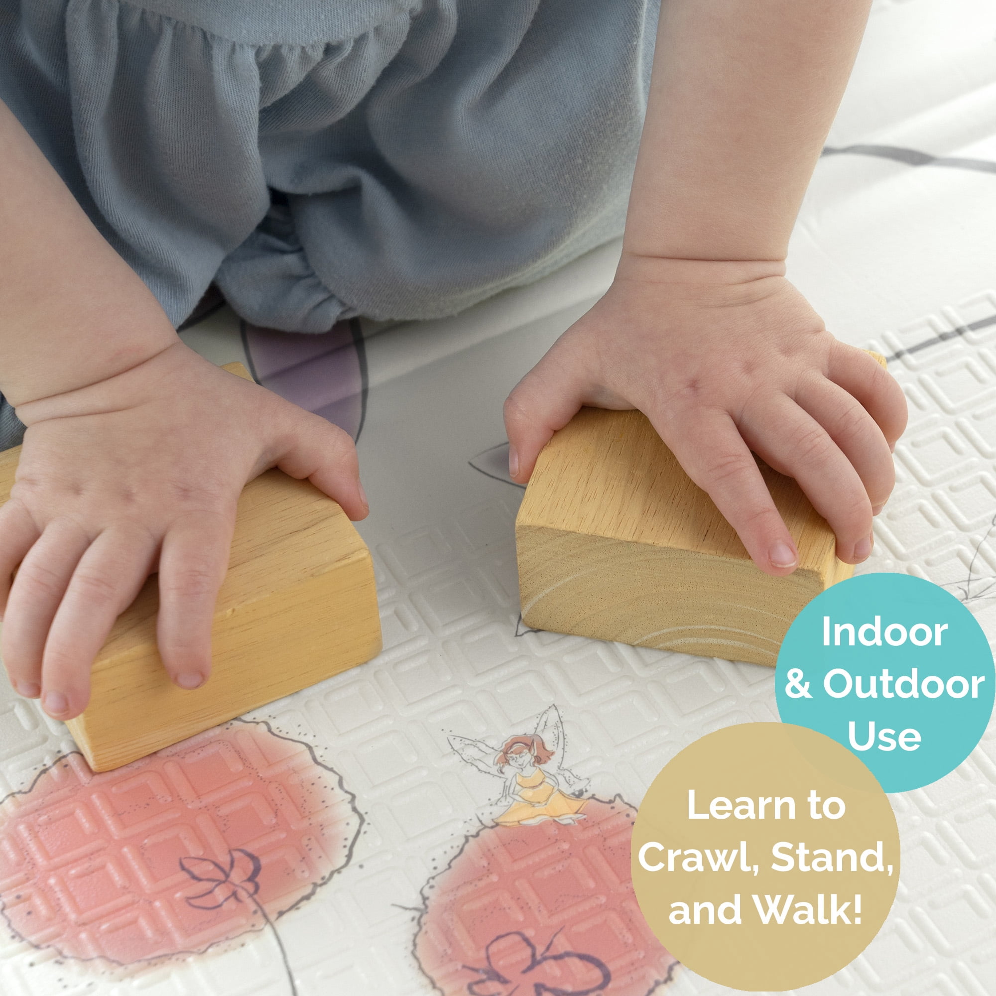 JumpOff Jo Large Foldable Kids Foam Play Mat, Padded Baby Floor Mat, 70 x 59 in - Fairy Unicorn