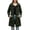 #0087-Army Green, variant on Women's Long Hooded Waterproof Jacket with Drawstring Waist and Pockets for Hiking Travel Outdoor