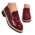 thumbnail image 3 of Womens Shoes,Loafers Lofty Sole Classic British Design Clean Solid Color Casual Dress Shoes All Day Comfort On Fashion Footwear,Shoes for Women,Red,6, 3 of 9