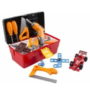 44 Piece Toy Tool Set Portable Construction Kit Includes Electric Drill Hammer Wrench Screwdriver And F1 Car Realistic ToolBox Educational STEM Great Pretend Play Learning Gift For Children Boys Girls