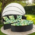 thumbnail image 4 of TOPCHANCES Outdoor Daybed Cushion Cover, 66" Patio Round Sunbed Covers, 2 Semicircular Daybed Couch Mattress Replacement Slipcovers with 3pcs Pillowcase, Cover ONLY (Green Leaf), 4 of 9