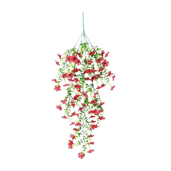 Artificial Hanging Flower Baskets for Spring Outdoor Decoration Fake Plants UV Resistant Faux Silk Daisy with Eucalyptus Leaves for Home Porch Patio Yard
