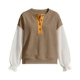 thumbnail image 5 of LckLvx Women's Sweatshirt Ruffle Long Sleeve Button Up Patchwork Tops Fall Travel Outfits, 5 of 6