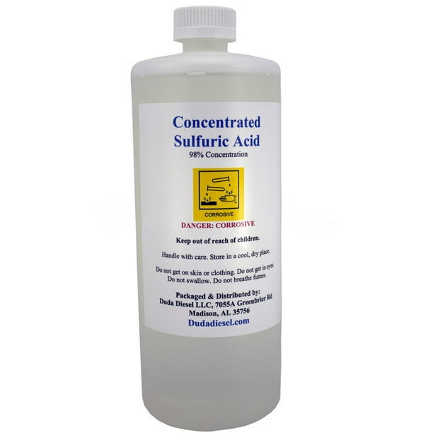 950ml Bottle of Concentrated Sulfuric Acid Drain Cleaning Cleaner Biodiesel Battery Acid