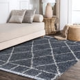 thumbnail image 4 of JONATHAN Y MERCER SHAG 3 x 5 Area Rug, Mercer Plush Tassel Moroccan Geometric Trellis - Blue/Cream, MCR101A-3, 4 of 4