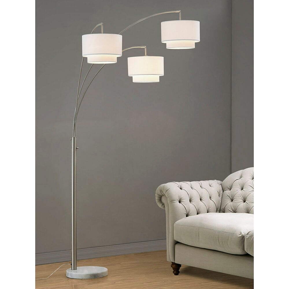 HomeGlam Broadway 3light 4way Switch Arch Floor Lamp Brushed Nickel