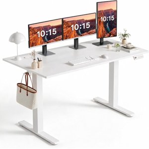 Claiks 55 x 24 Inch White Electric Standing Desk