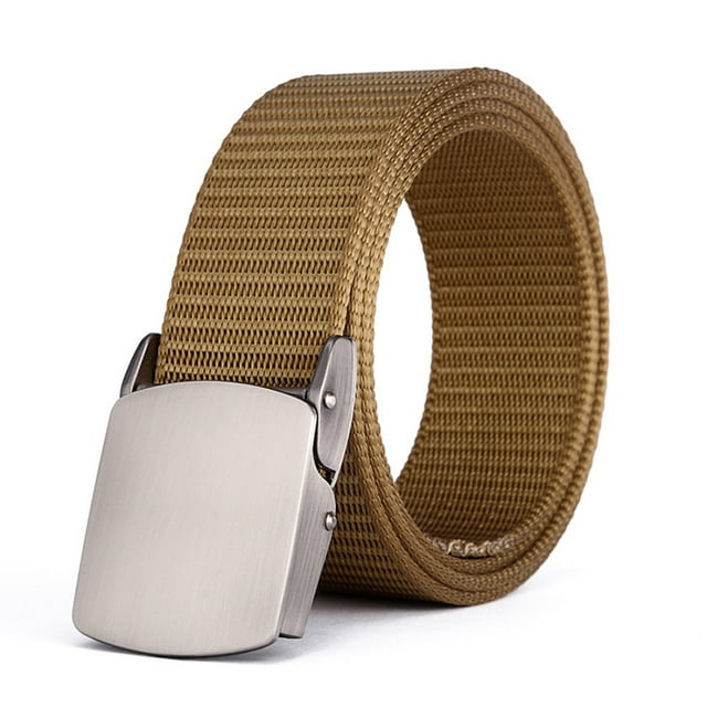 Cinturón de nailon Minnieouse para hombre marrón, hebilla de aleación, informal, elegante, recortable, portátil