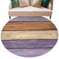thumbnail image 6 of Farmhouse Purple Brown Round Rug 7ft Washable Circle Rugs Non Slip Vintage Wooden Striped Large Area Rug Indoor Floor Carpet for Bedroom Kitchen Living Room Home Office Dining Room Nursery, 6 of 8