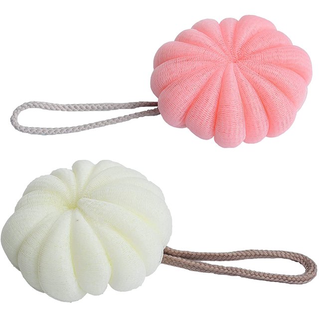 Ducha de baño Esponja de esponja vegetal Malla de baño Puf Bola de ducha Depurador corporal Esponja de baño exfoliante 60 g Flor de baño, 2 piezas Namotu CZMR-ST226
