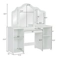 thumbnail image 3 of Costway Vanity Table Set Makeup Dressing Kids Girls Study Table Tri Folding Mirror White, 3 of 10