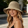 thumbnail image 2 of Unir Foldable Sun Hat for Women, Wide Brim Crochet Straw, Lightweight UV Protection Beach Hat, 1 Piece, One Size, 2 of 4