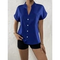 thumbnail image 5 of Summer simple V-neck ladies shirt fashion tops elegant temperament commuter women shirt, 5 of 5