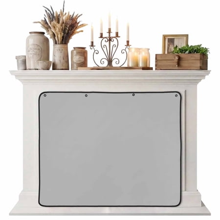 Grey Magnetic Fireplace Cover Fireplace Draft Blocker Modern Pure Gray Fireplaces Blanket for Heat Loss/Cold Air Fireplaces Draft Stopper Cover for Inside 36 x27