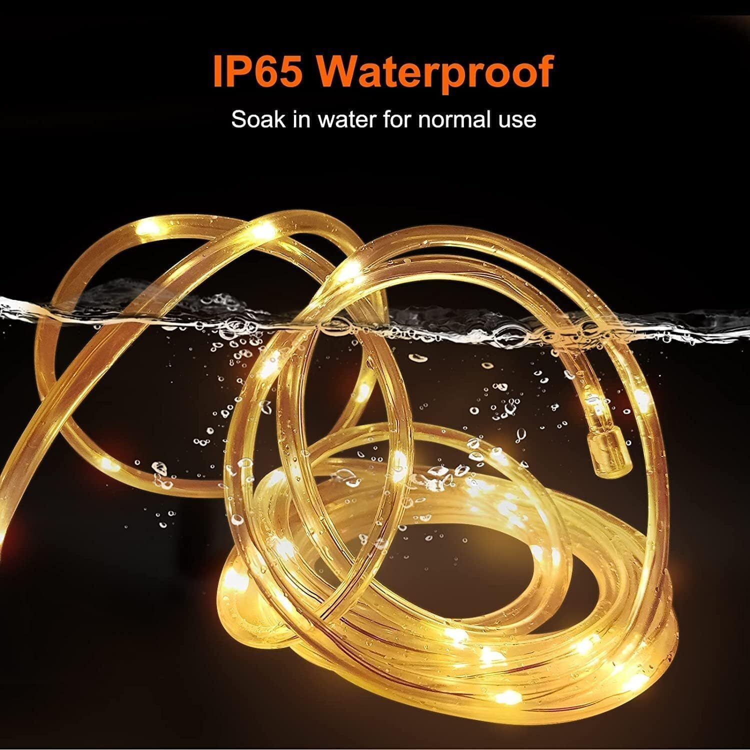 GoXteam Solar Rope Lights Outdoor IP65 Waterproof, 39FT 100LED Outdoor String Lights 8 Modes Trampoline Lights for Pool Tree Garden Yard Home Camping Wedding Holiday Decor, Warm White