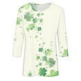 thumbnail image 5 of Diufon T-Shirts de la Saint-Patrick pour Femmes, Grande Taille, Imprimé Trèfle, Manches 3/4, Col Rond, 5 of 5