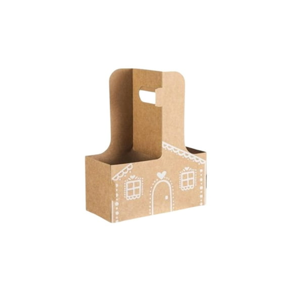 Gingerbread House Christmas Box Cup DIY Gingerbread Drink Small Xmas Drinking Boxes with Handle Holiday Gifts Packaging Carrier for Party Favors and Festive