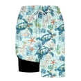 thumbnail image 4 of Men's Casual Hawaiian Print Beach Shorts with Drawstring Waist Pockets and Inner Lining, 4 of 6
