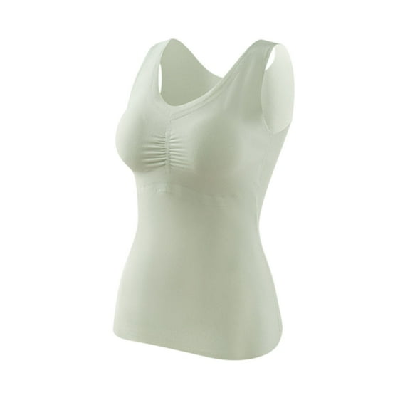 Rohuuque Thermal Tank Tops for Women No Show Wool Blend Thermal Undershirt Plush Lining Sleeveless Winter Warm Top Green