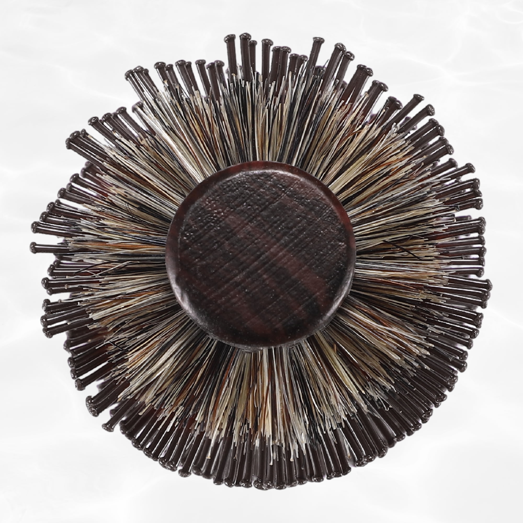Unique Bargains Nylon Bristle Round Curling Hair Twill Comb with Wood Handle Brown L
