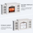 thumbnail image 6 of LGHM 80" Fireplace TV Stand with Storage & Bookshelves, Electric Fireplace with Mantel, Farmhouse Entertainment Center for TVs up to 90", White, 6 of 10