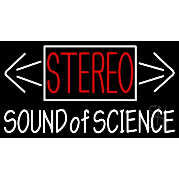 Stereo Sound Of Science LED Neon Sign 13" Tall x 24" Wide - inches Black Square Cut Acrylic Backing, with Dimmer - Premium built indoor Sign for Studio, Club, Home décor, Event, Workshop, Storefront.