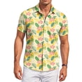 thumbnail image 2 of QHRMKOG Short Sleeve Shirts for Men Loose Fit Tropical Print Hawaiian Shirts Breathable Holiday Button Down Beach Shirt Summer Casual Top Green 3XL, 2 of 6