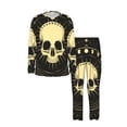 thumbnail image 3 of Mens Long Sleeve Pajamas Round Neck Pjs Set Soft Loungewear with Pockets, Skull Magic Moon Phases Vintage, 3 of 6