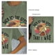 thumbnail image 5 of Camiseta de verano holgada, transpirable y con estampado de letras, color verde oliva, manga corta para mujer, 5 of 6