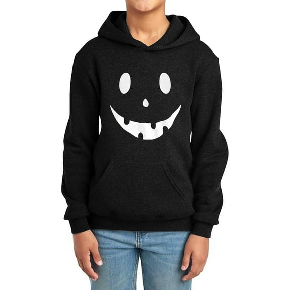 TrendOFT Halloween Hoodies for Toddler Boy Pumpkin Face Graphic Sweatshirt Long Sleeve Scary Hooded Shirt Black 2-3 Years