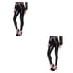 thumbnail image 3 of Jumpingount Leggings de cuero para mujer, grueso, cálido, elástico, cintura alta, adelgazante, noveno pantalón, Legging, pantalones de vestir de ocio Negro S 2piezas Jumpingount CBP186558, 3 of 6