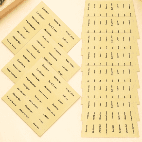 NICERIO Light Yellow Bathroom Labels Stickers Adhesive for Organizing Toiletries