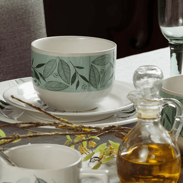 Vajilla de ceramica elegante Santa Anita Collection City Leaf 16 Piezas Para 4 Personas Bodega Aurrera en linea