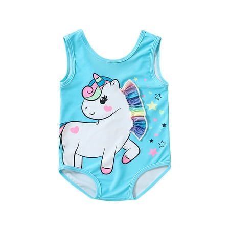 

Toddler Baby Girls One Piece Swimsuit Sleeveless Unicorn Print Bathing Suit Scoop Neck Summer Beachwear Swimwear