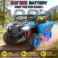 thumbnail image 3 of VIBESPARK 24 Volt 2 Seater Ride on Toys for Kids, Powered Ride on Cars with Remote Control, Electric UTV Car for 3-8 Boys Girls Gift w/ Bluetooth, LED Light, Music, Blue, 3 of 9