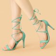 thumbnail image 2 of Sandalias con cordones de tacón Alto de Estilete Allegra K Mujer Verde Turquesa 35, 2 of 5