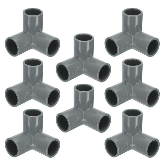 Uxcell Tee Fitting 3/4" 3 Ways Connector Furniture Build Grade Pipe Coupling, Grey