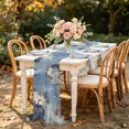 thumbnail image 6 of Thanksgiving 4.5ft Cheesecloth Table Runner for Wedding 19"x55", Fall White Blue Pumpkin Gold Leaf Rustic Country Kitchen Dinner Sheer Tulle Chiffon Dresser Scarf, Holiday Party Decorations, 6 of 9